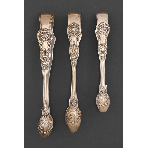 286 - Two pairs of Victorian silver sugar tongs and another of later date, King's pattern, by various make... 