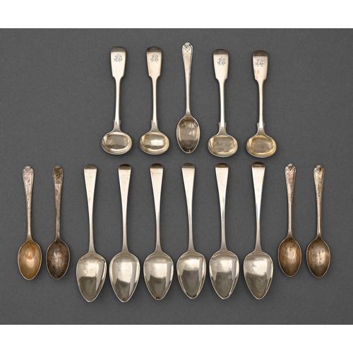 298 - Miscellaneous silver tea and condiment spoons, George III and later, 7oz 2dwt