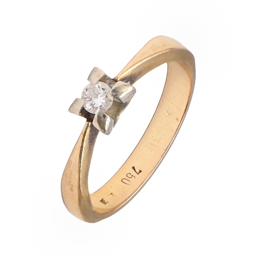 3 - A diamond ring, in gold, marked 750, 4.6g, size M