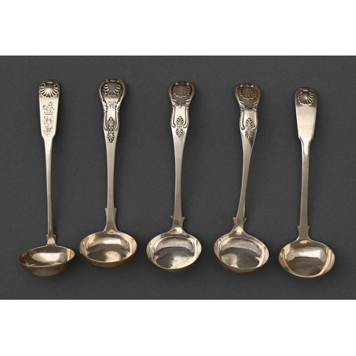 303 - A pair of Scottish William IV silver toddy ladles, King's pattern, maker W F & Co, probably Will... 