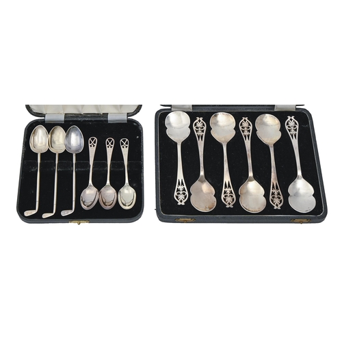 346 - A set of six Elizabeth II pierced silver sundae spoons, by Viners Ltd, Sheffield 1959 and six silver... 