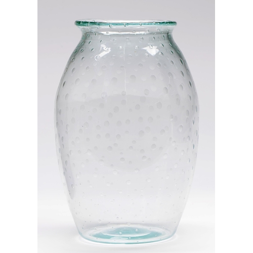 429 - A Stevens & Williams Royal Brierley glass vase, designed by Keith Murray, mid 20th c, 30cm h, et... 