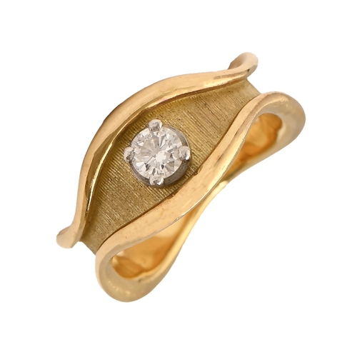 46 - A diamond ring, in textured 18ct gold, maker L.D.V., London 1979, 4.2g, size H