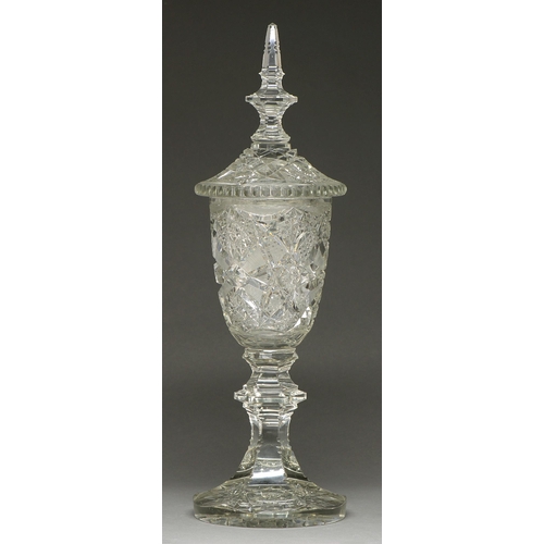 470 - A cut glass goblet and cover, c1900, 64cm h