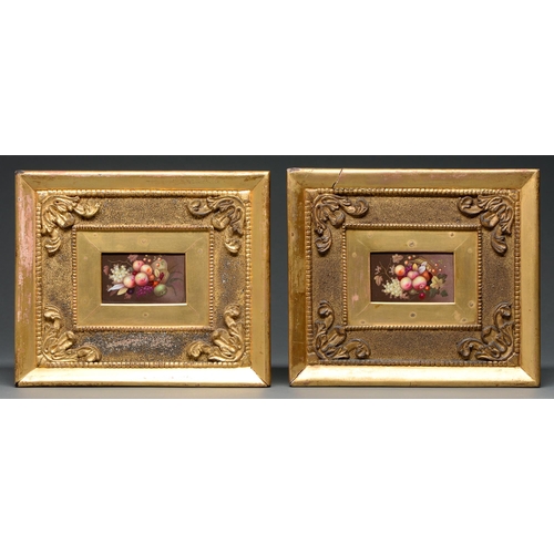 480 - A pair of English porcelain plaques, possibly Derby, c1820, painted in the manner of Thomas Steel in... 