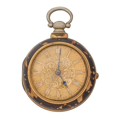 513 - A George III tortoiseshell and giltmetal pair cased verge watch, Henry Long, London, No 625, c1770, ... 