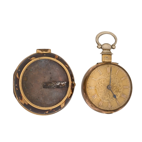 513 - A George III tortoiseshell and giltmetal pair cased verge watch, Henry Long, London, No 625, c1770, ... 