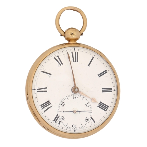 515 - A George IV 18ct gold lever watch, James McCabe, London,  No 3347,  with enamel dial and g... 