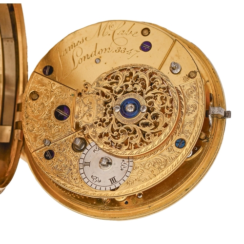 515 - A George IV 18ct gold lever watch, James McCabe, London,  No 3347,  with enamel dial and g... 