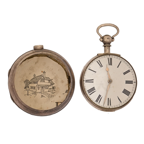 516 - A Victorian silver pair cased verge watch, William Fowle, Buckfield, No 10740,  with enamel dia... 