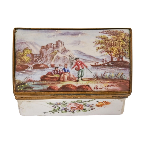 531 - A Samson enamel snuff box, late 19th c,  the lid painted with a Continental ferry scene, the sides w... 