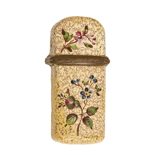 536 - A South Staffordshire enamel scent bottle case, c1780,  moulded in shallow relief and painted w... 