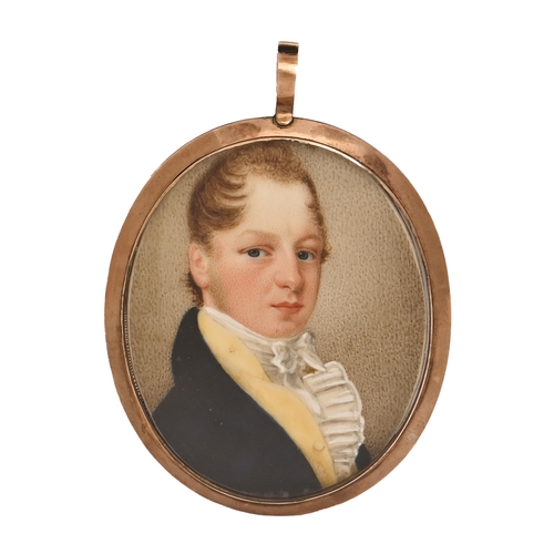 540 - English School, early 19th century - Portrait miniature of a Young Man, called Thomas Cranford,  in ... 