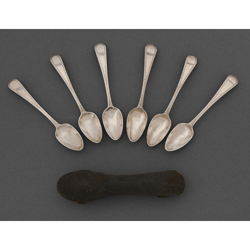 548 - A set of six George III silver teaspoons, bright cut Old English pattern, by John Lambe, London 1790... 