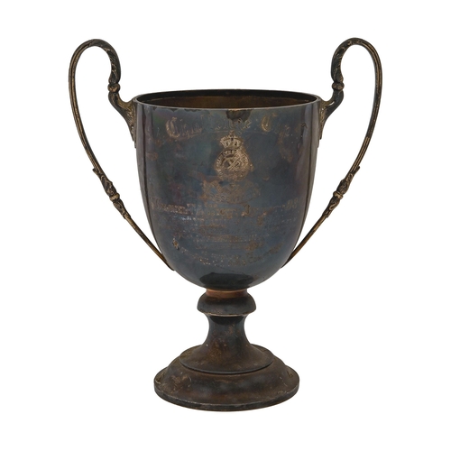 556 - A George V regimental prize cup, of the Staffordshire Yeomanry (Queen's Own Royal Regiment), with en... 