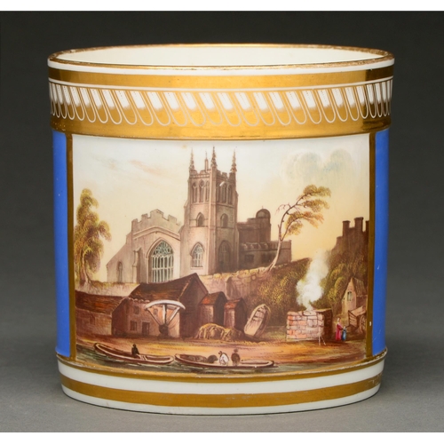 642 - A Bloor Derby porter mug, c 1820, painted to th front with a view of St. Mary and All Saints' Church... 