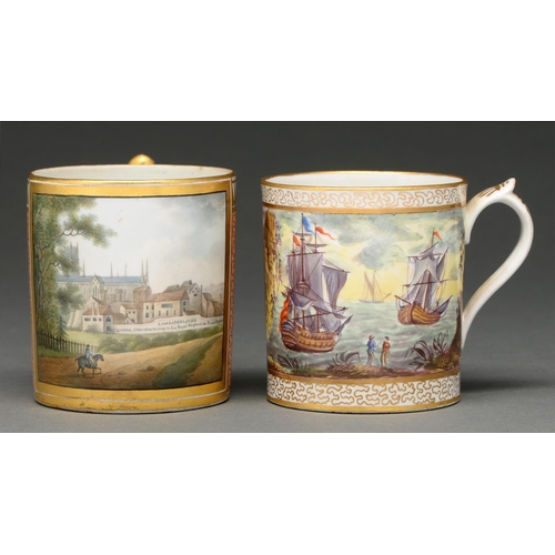 684 - A Chamberlain's Worcester mug, c 1810, painted to the front with a view of the Chamberlain's China M... 