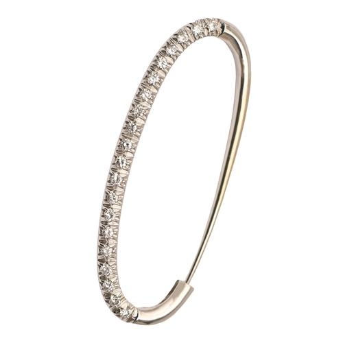 70 - A diamond brooch, in the form of an oval hoop, in 18ct white gold, 42mm l, maker's marks, 750 and an... 