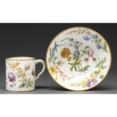 709 - A Sèvres coffee can and saucer (gobelet litron et soucoupe), of the second size, the porcelai... 