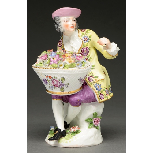 714 - A French porcelain sweetmeat figure of a gallant, probably Samson, late 19th/early 20th c, of 18th c... 