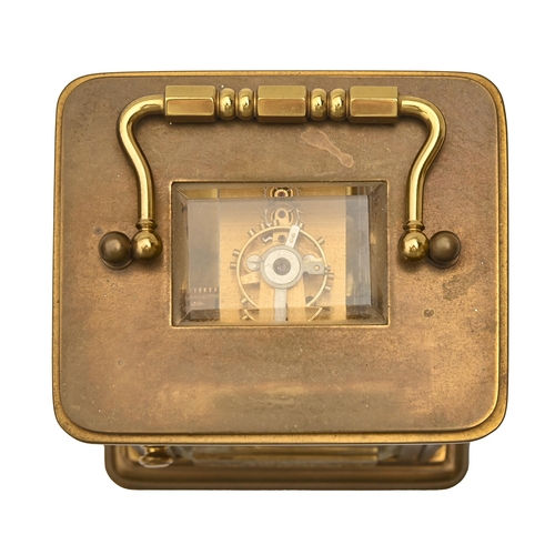 742 - A brass carriage timepiece, Matthew Norman, with platform lever escapement, key, 11cm h excluding ha... 