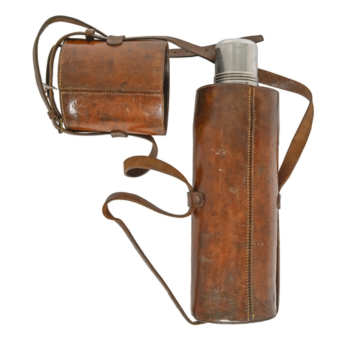 770 - A substantial leather hunting flask, early 20th c, 41cm h