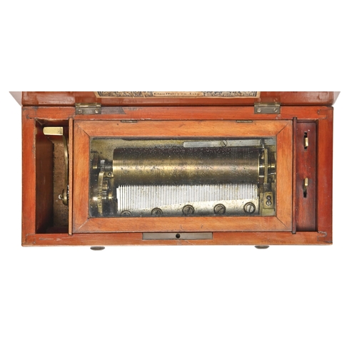 794 - A Swiss musical box, late 19th c, the one piece tone and 15.5 pinned cylinder playing four airs as l... 