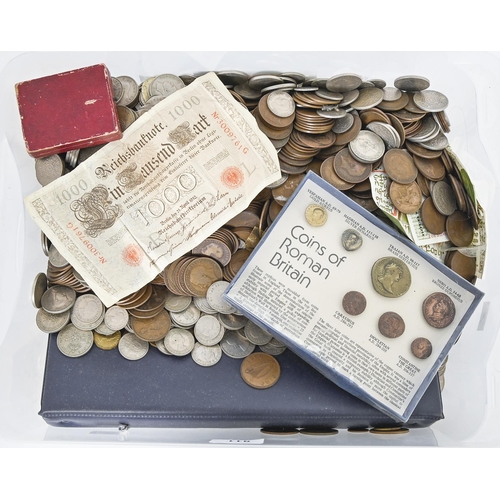 811 - Coins and paper money. Miscellaneous British pre-decimal and other coins and banknotes, etc... 