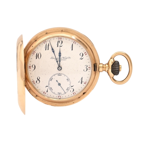 84 - An International Watch Co 14ct gold hunting cased keyless lever watch, No 287001, with gilt finished... 