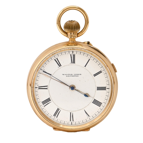 85 - An 18ct gold keyless lever watch, Walter Usher, Leicester, No 7831, with three-quarter plate gilt fi... 