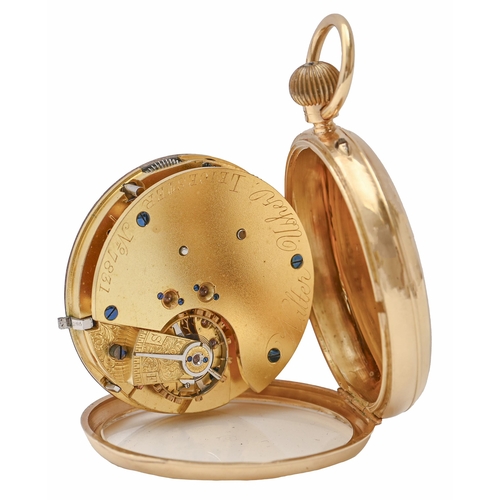 85 - An 18ct gold keyless lever watch, Walter Usher, Leicester, No 7831, with three-quarter plate gilt fi... 