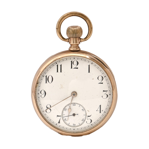 88 - An American gold keyless lever watch, American Waltham Watch Co, No 13282924, with 15-jewel movement... 