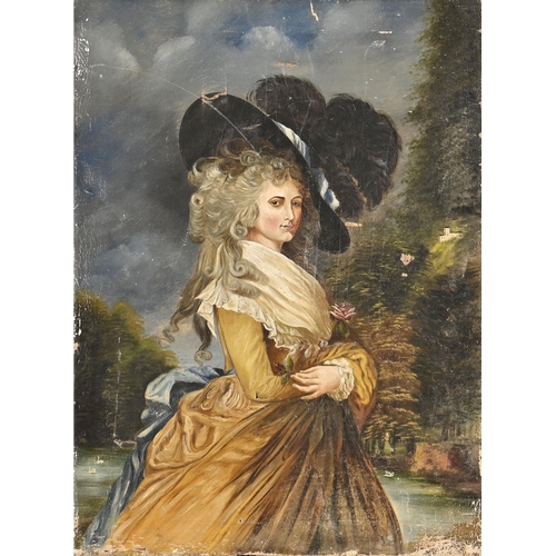 894 - After Thomas Gainsborough - Georgiana, Duchess of Devonshire, indistinctly signed, oil on canvas, 76... 