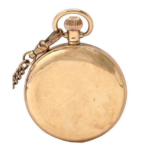 90 - A 9ct gold keyless lever watch, with detachable back, 48mm diam, Birmingham 1934, 72.5g and a gold p... 