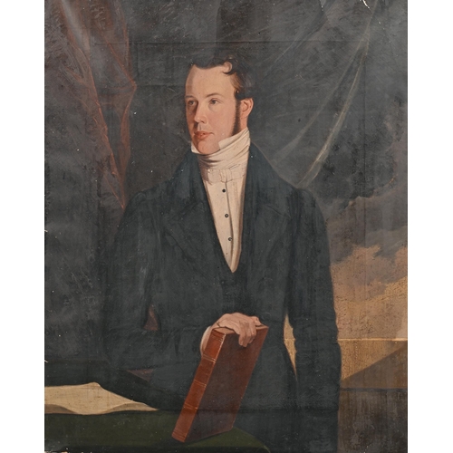 900 - English School, 19th century - Portrait of a Gentleman of the Maling family of Northumberland, stand... 