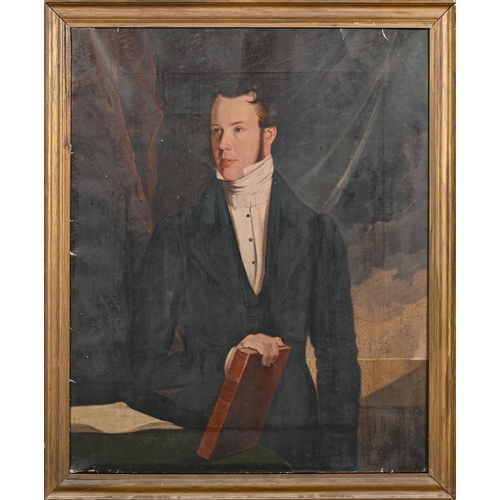 900 - English School, 19th century - Portrait of a Gentleman of the Maling family of Northumberland, stand... 