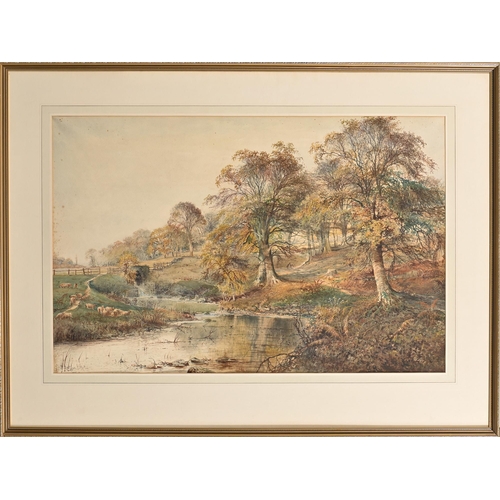 901 - Arthur Willett (1857-1918)- Autumn Landscape, signed, watercolour, 69 x 104cm