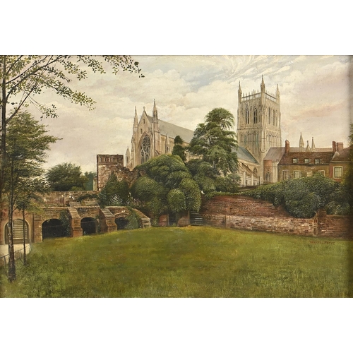 902 - George Willis-Pryce (1866-1940) - Worcester Cathedral, signed, oil on board, 44 x 65cm... 