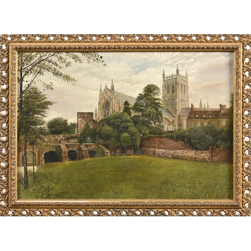 902 - George Willis-Pryce (1866-1940) - Worcester Cathedral, signed, oil on board, 44 x 65cm... 