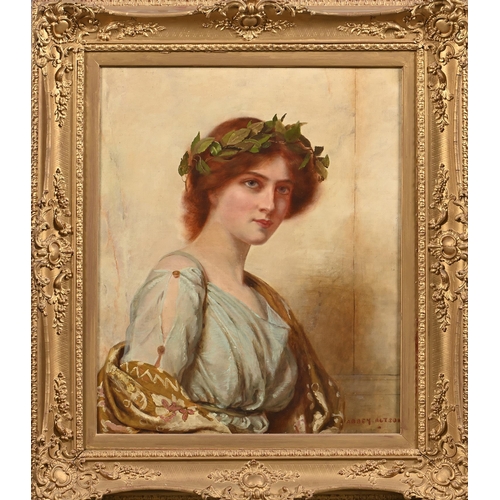 910 - Abbey Altson (1866-1949) -  A Classical Grecian Beauty, signed, oil on canvas, 59 x 49cm... 