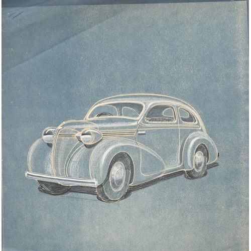 916 - Automobilia. John Posford Tilbury (1908-1983) - Designs for Ford and other Motorcars, seven, chalk a... 