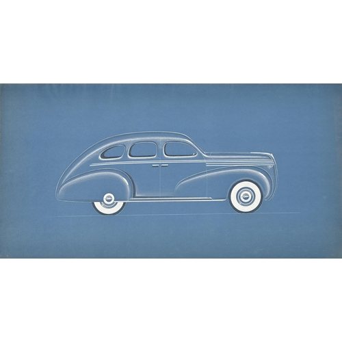 916 - Automobilia. John Posford Tilbury (1908-1983) - Designs for Ford and other Motorcars, seven, chalk a... 