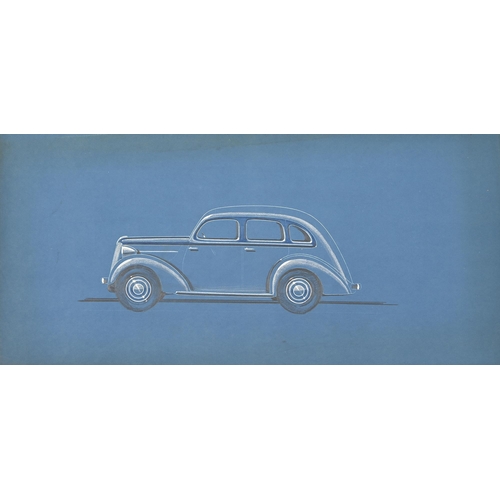 916 - Automobilia. John Posford Tilbury (1908-1983) - Designs for Ford and other Motorcars, seven, chalk a... 