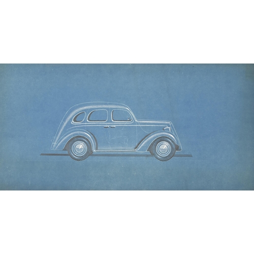 916 - Automobilia. John Posford Tilbury (1908-1983) - Designs for Ford and other Motorcars, seven, chalk a... 