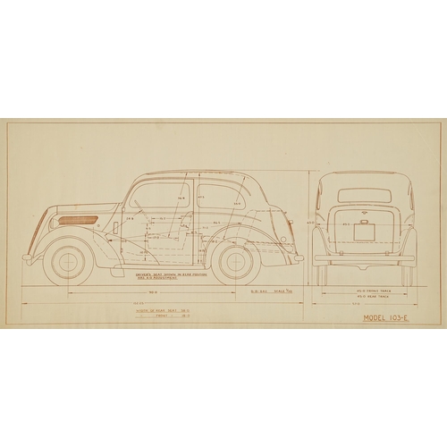 916 - Automobilia. John Posford Tilbury (1908-1983) - Designs for Ford and other Motorcars, seven, chalk a... 