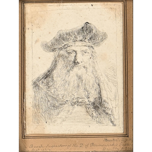 925 - Old Master Print. Ludwig Wilhelm Busch (1703-1772) after Rembrandt (1606-1669) - Portrait of an Old ... 