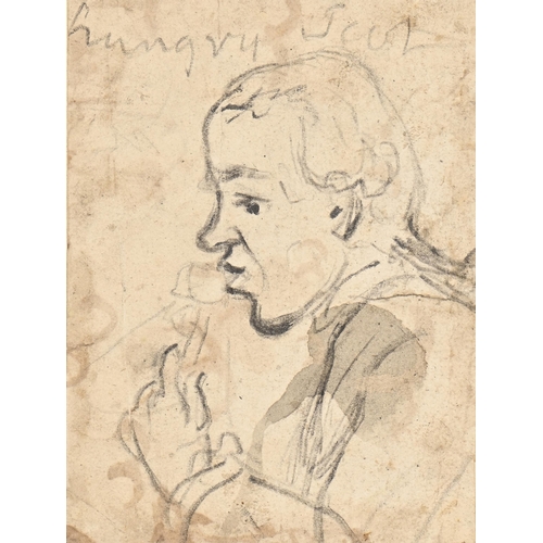 927 - Attributed to William Hogarth FRSA (1697-1764) - Hungry Scul, half-length cartoon in profile, possib... 