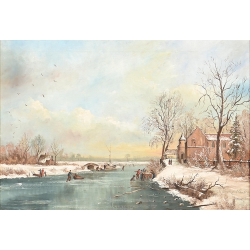 930 - Raymond Price, 20th century - Dutch Winter Landscape, signed, oil on canvas, 50 x 75cm... 