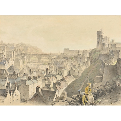 945 - Samuel D. Swarbreck (1799-1865), three views of Edinburgh, 1837, hand-coloured lithograph, including... 