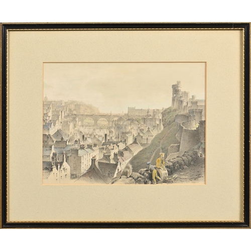 945 - Samuel D. Swarbreck (1799-1865), three views of Edinburgh, 1837, hand-coloured lithograph, including... 